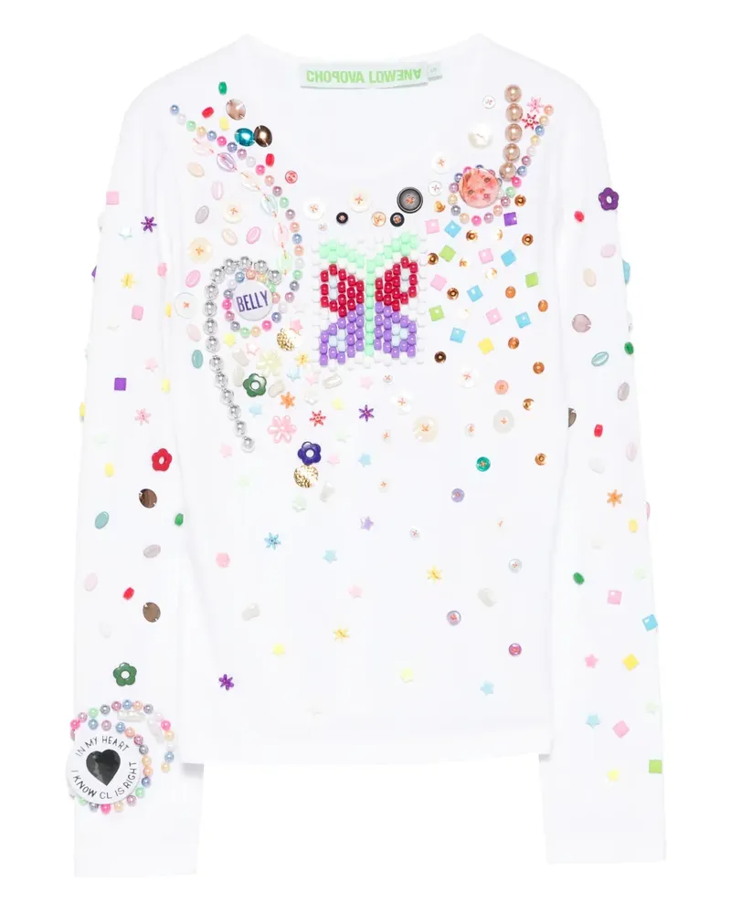 CHOPOVA LOWENA Verziertes Langarmshirt - Weiß Weiß