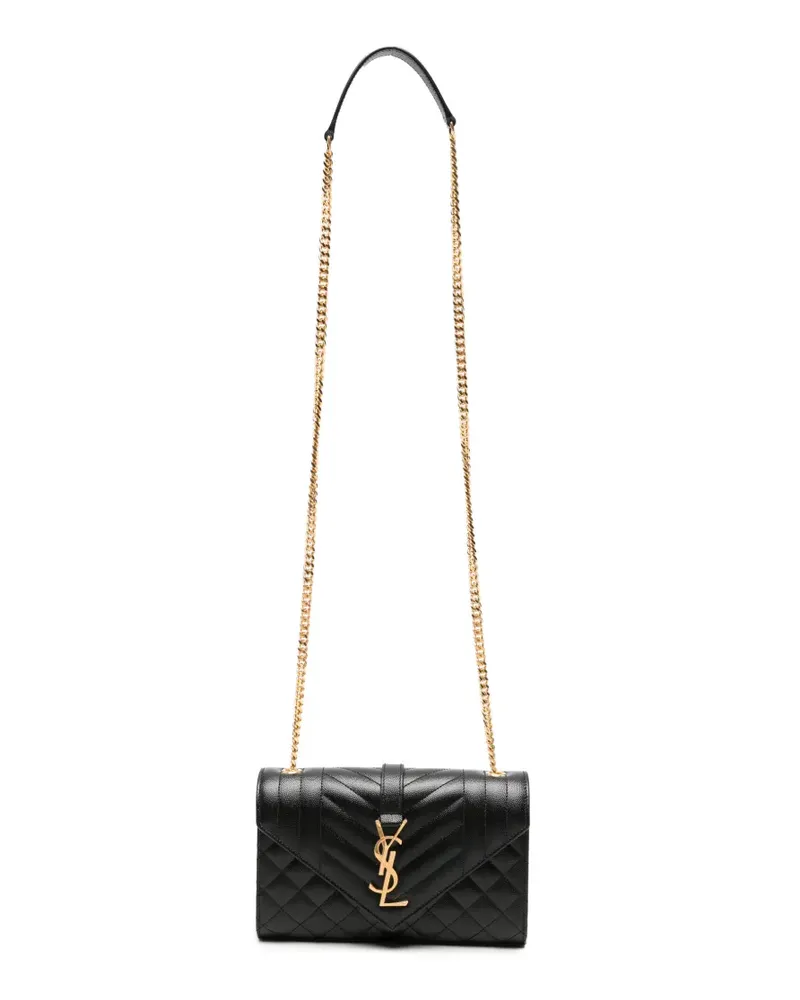Saint Laurent Gesteppte Envelope Schultertasche - Schwarz Schwarz