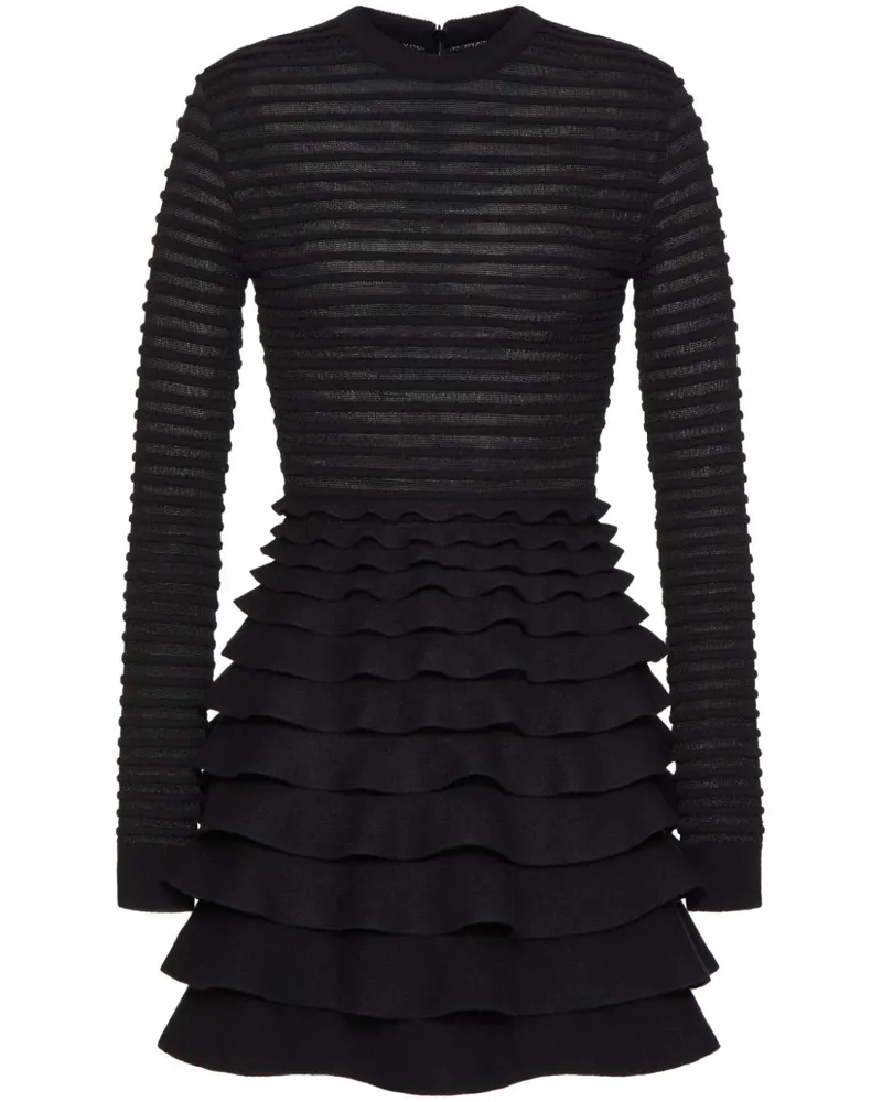 Valentino Garavani Gestuftes Minikleid mit Rippung - Schwarz Schwarz