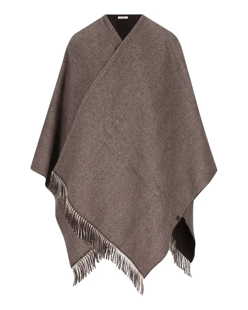 Brunello Cucinelli Poncho mit Fischgrätenmuster - Braun Braun