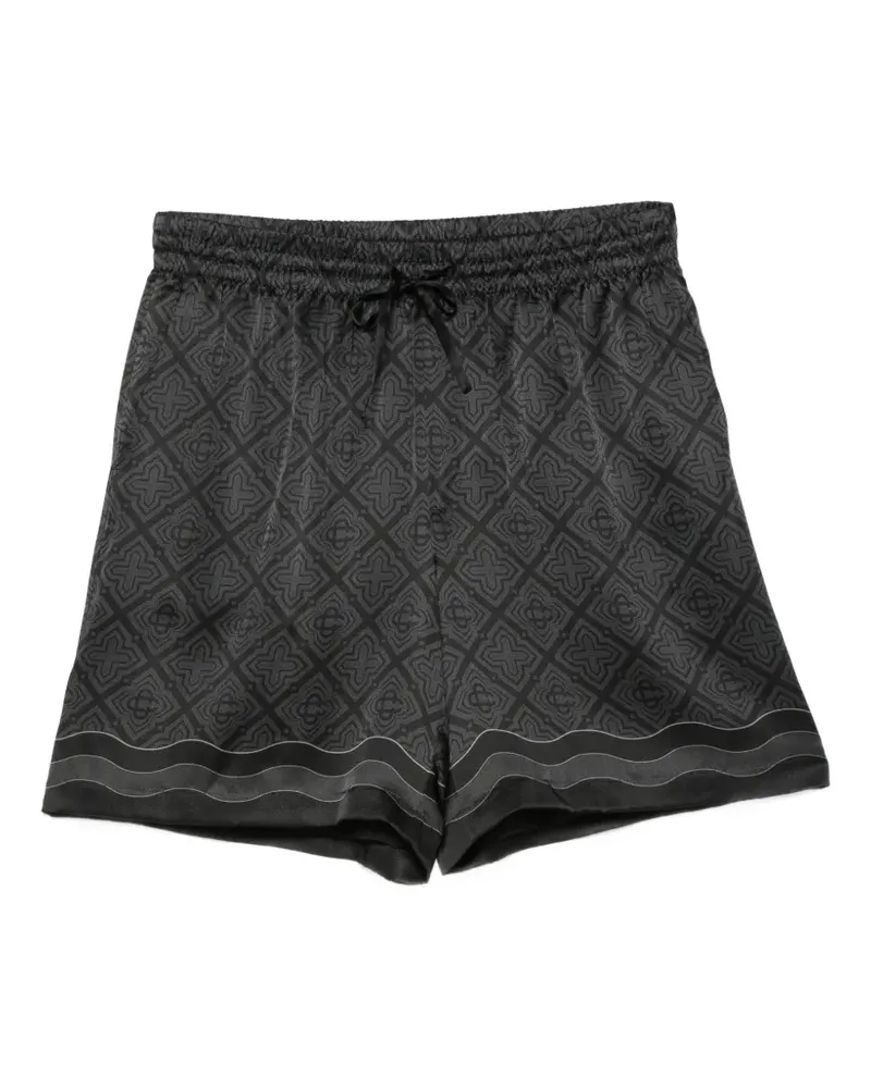 Casablanca Paris Shorts aus Seidentwill mit Monogramm-Print - Schwarz Schwarz