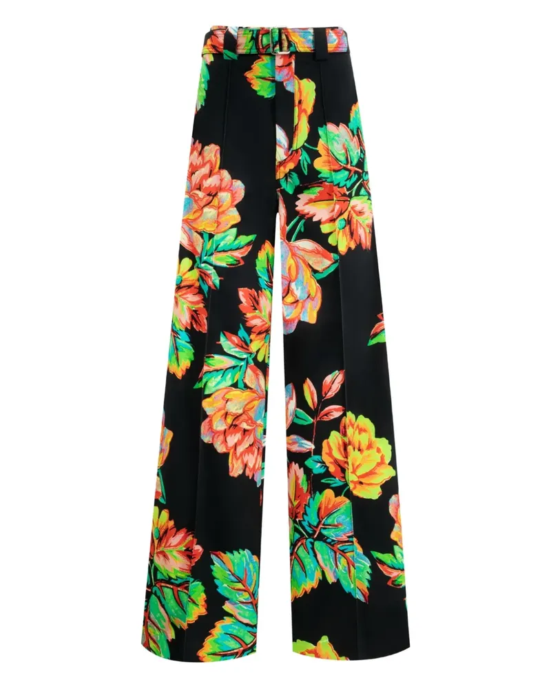 Christopher John Rogers flat front floral trousers - Schwarz Schwarz