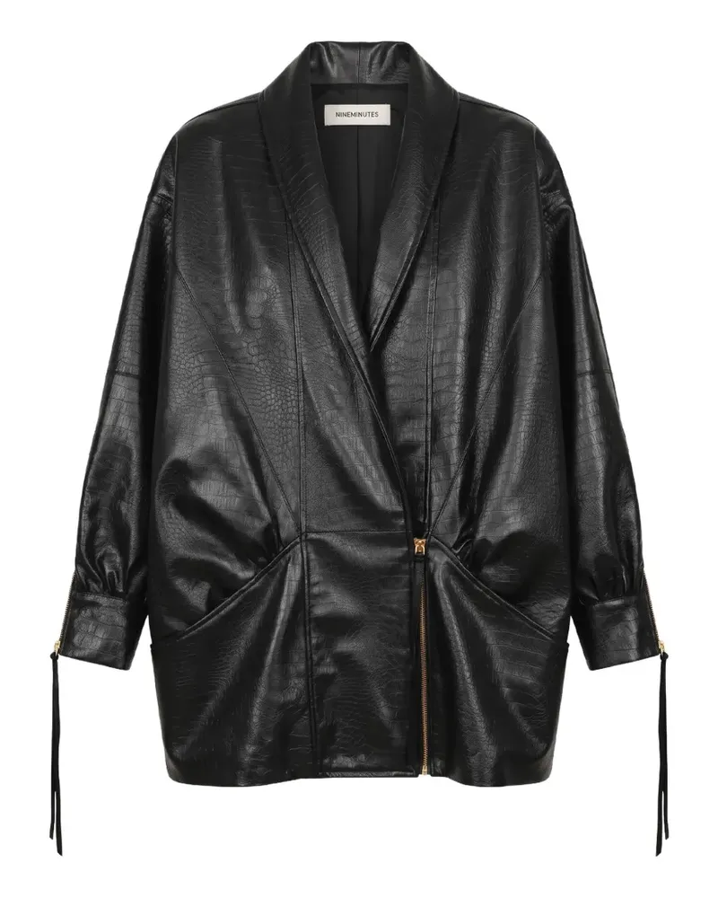 NINEMINUTES The Virgo Cocco Jacke mit Kroko-Effekt - Schwarz Schwarz