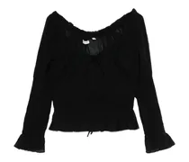 Baptisia Puffärmel-Oberteil mit U-Ausschnitt - Schwarz