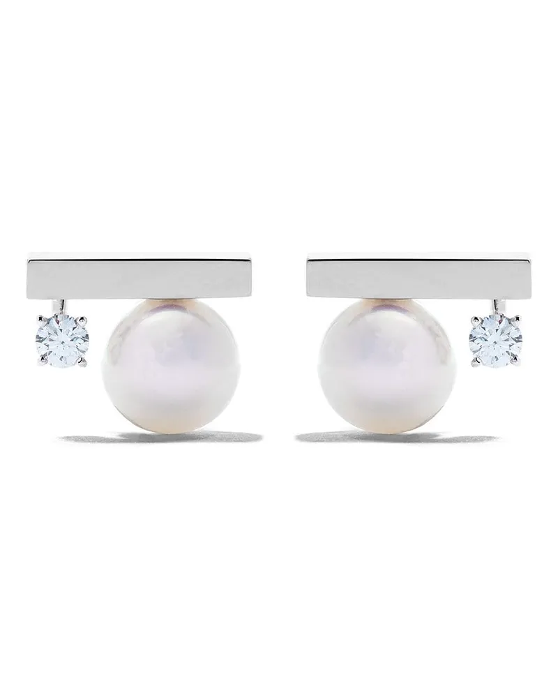 TASAKI 18kt "petit" 'Balance class' Weißgoldohrringe mit Diamanten - Silber Silber
