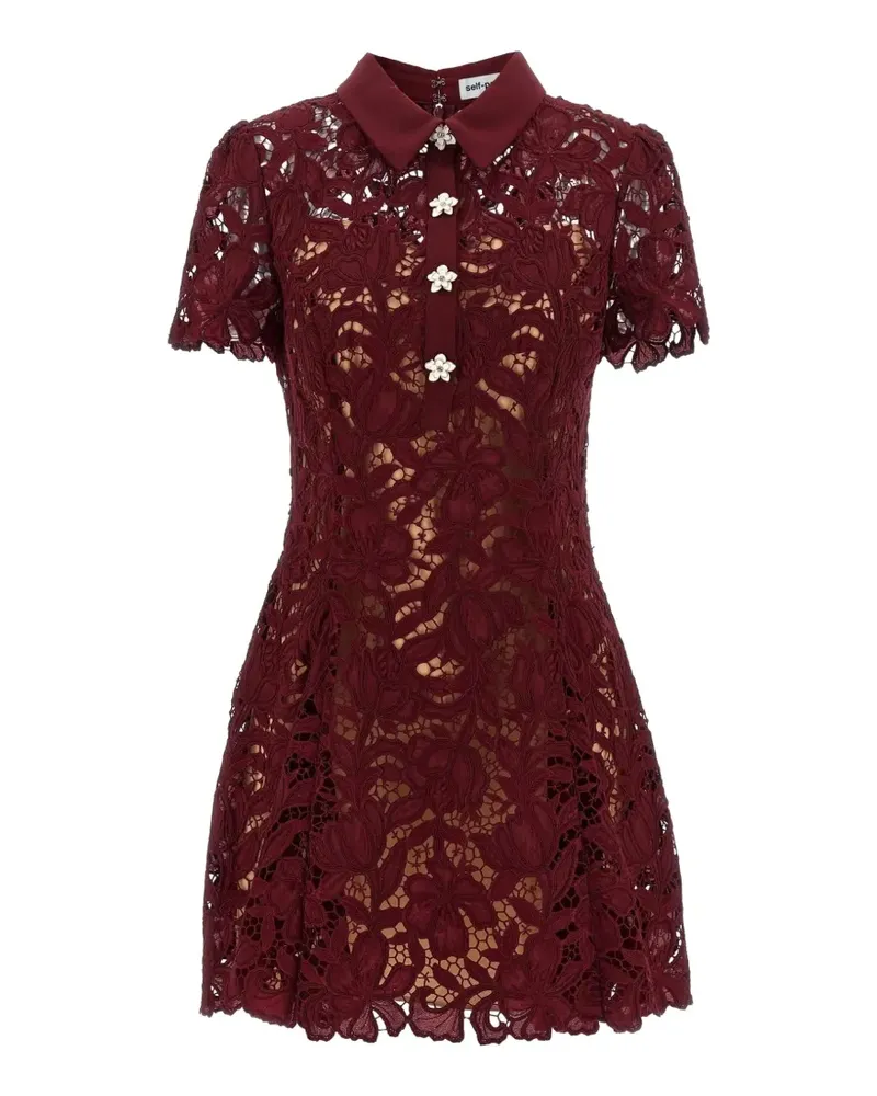 Self-Portrait floral-embellished mini dress - Rot Rot