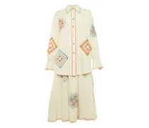 Bestickter Anzug mit Wellensaum - Nude