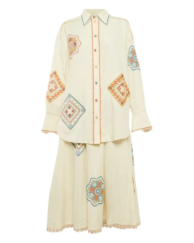 Zimmermann Bestickter Anzug mit Wellensaum - Nude Nude