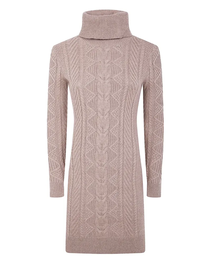 Ralph Lauren Rollkragen-Minikleid mit Zopfmuster - Nude Nude