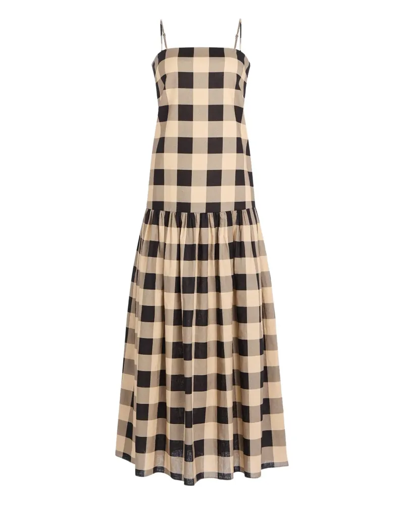 SER.O.YA Aydan gingham tiered maxi dress - Nude Nude