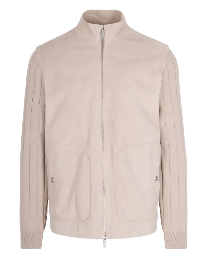 Eleventy ribbed-panel jacket - Nude Nude