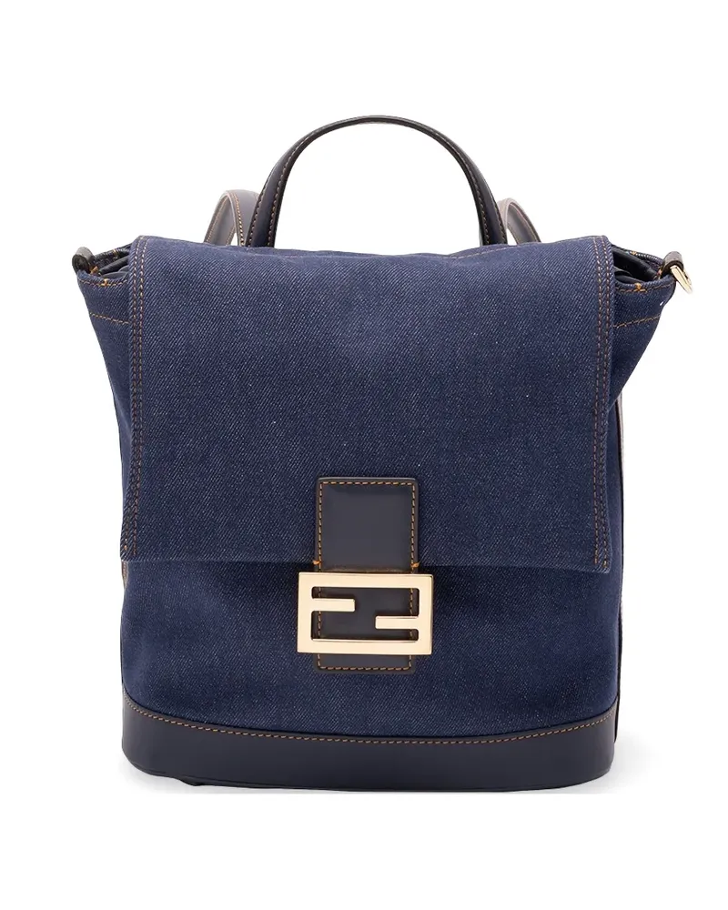 Fendi FF-plaque denim backpack - Blau Blau