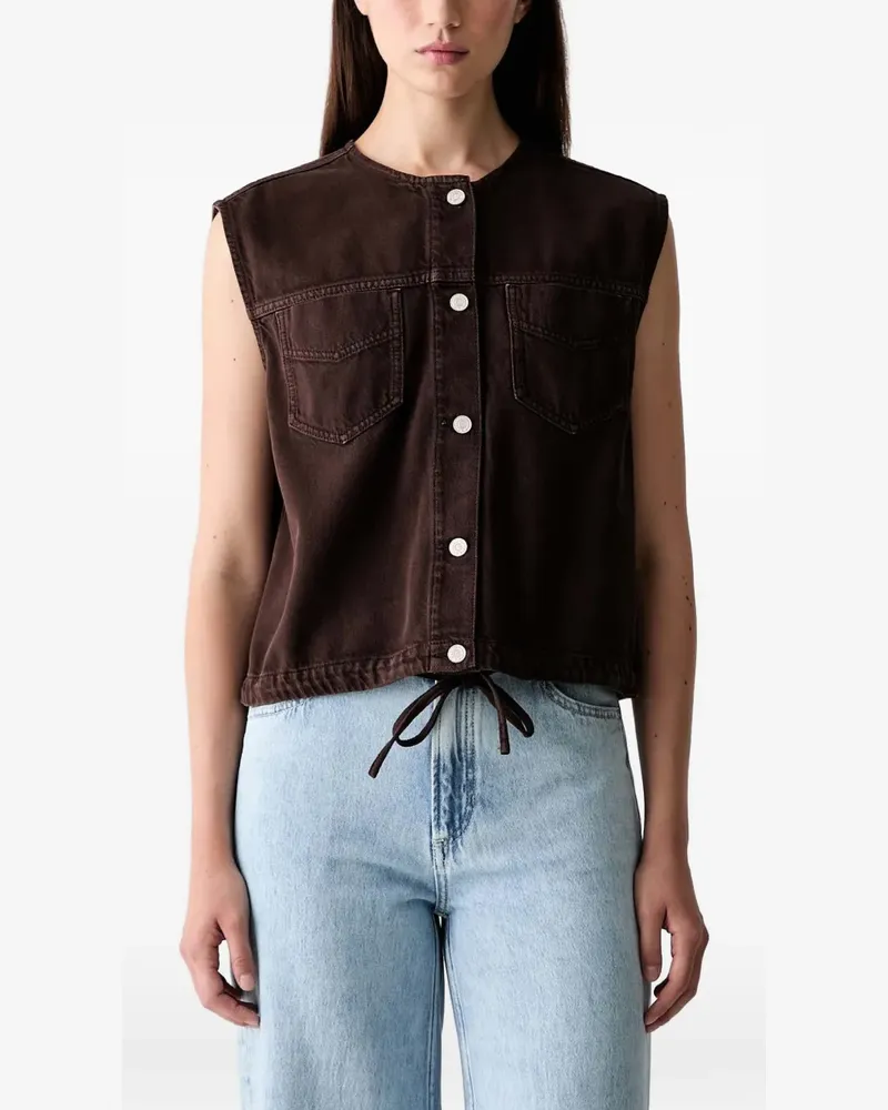 Marc O'Polo drawstring-hem sleeveless denim vest - Braun Braun