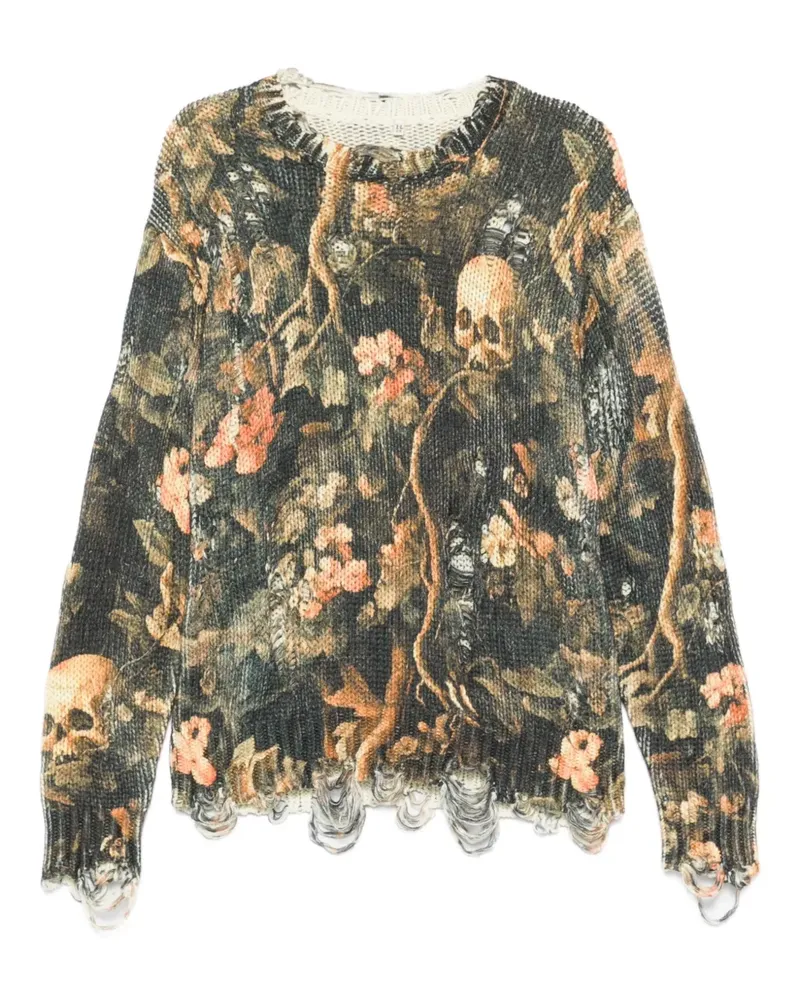 R13 Pullover mit grafischem Print - Grün Grün