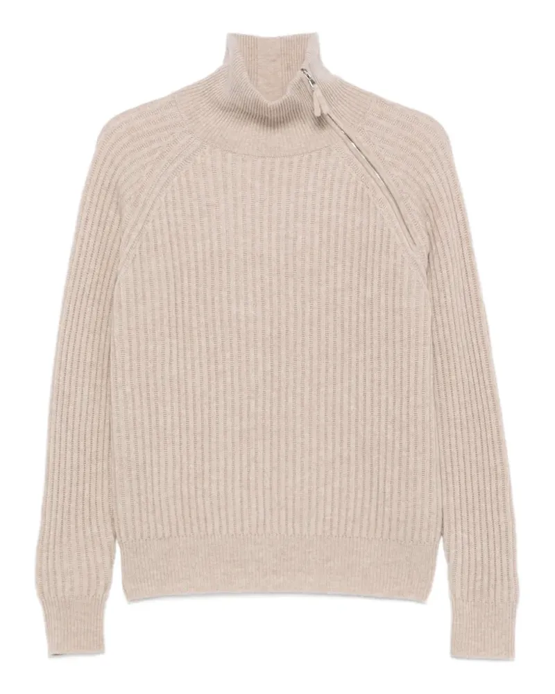 ALLUDE Gerippter Pullover mit Reißverschluss - Nude Nude