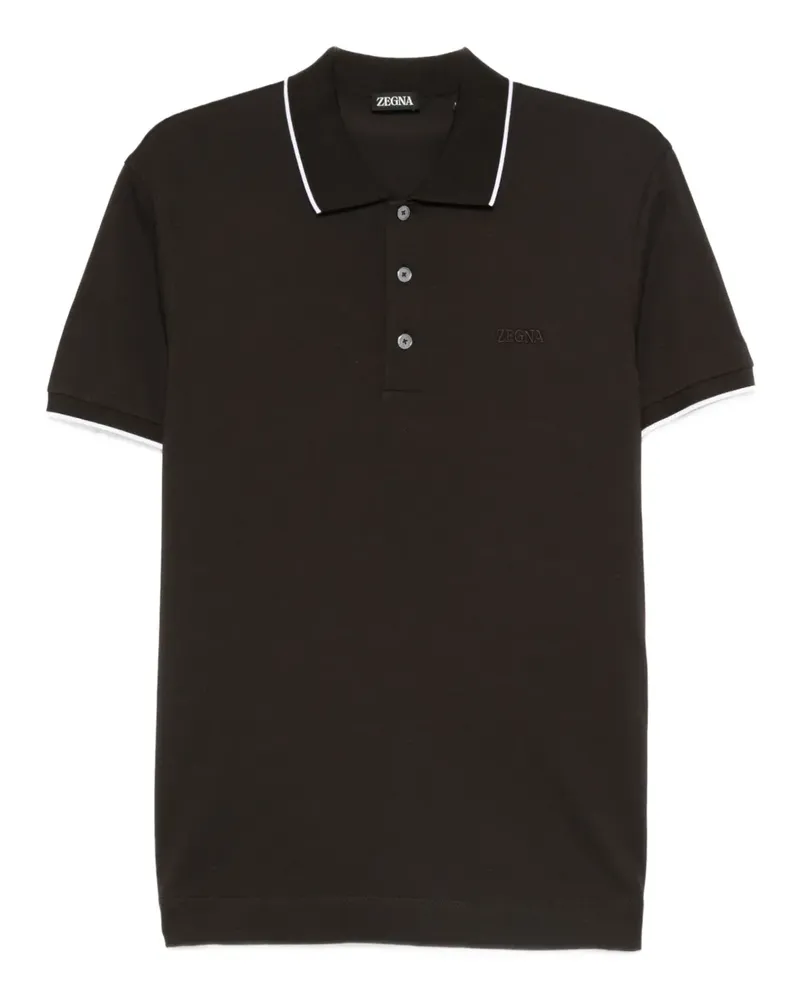 Ermenegildo Zegna contrast-trimmed polo shirt - Braun Braun