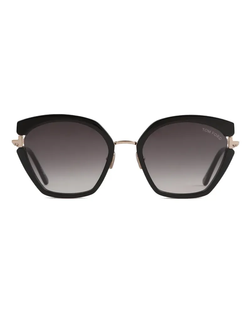 Tom Ford Sonnenbrille mit geometrischem Gestell - Schwarz Schwarz