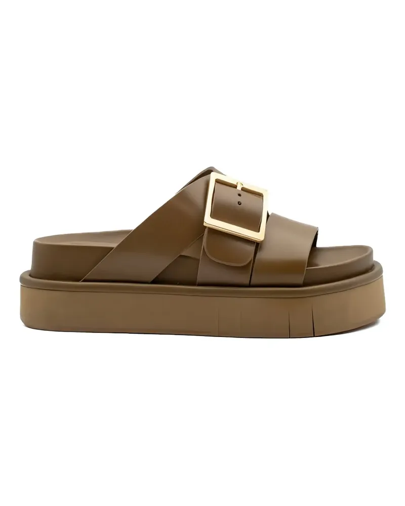 Paloma Barceló Demi buckle-detail leather sandals - Braun Braun