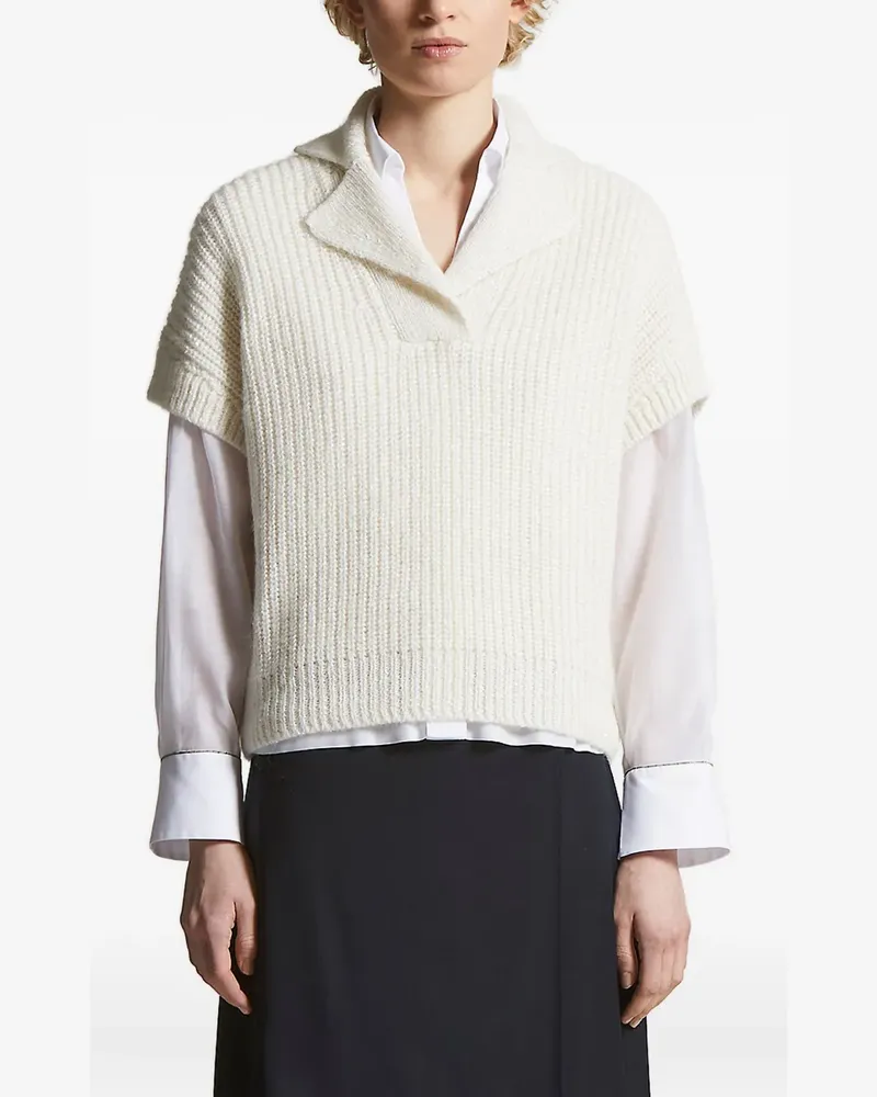 Peserico Pullover mit geripptem Kragen - Weiß Weiß