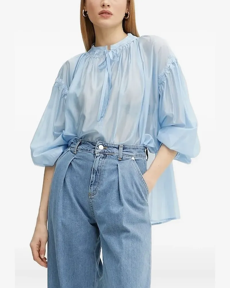 Ermanno Scervino Oberteil mit Spitzenbesatz - Blau Blau