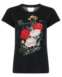 Camilla T-Shirt mit Blumen-Print Schwarz