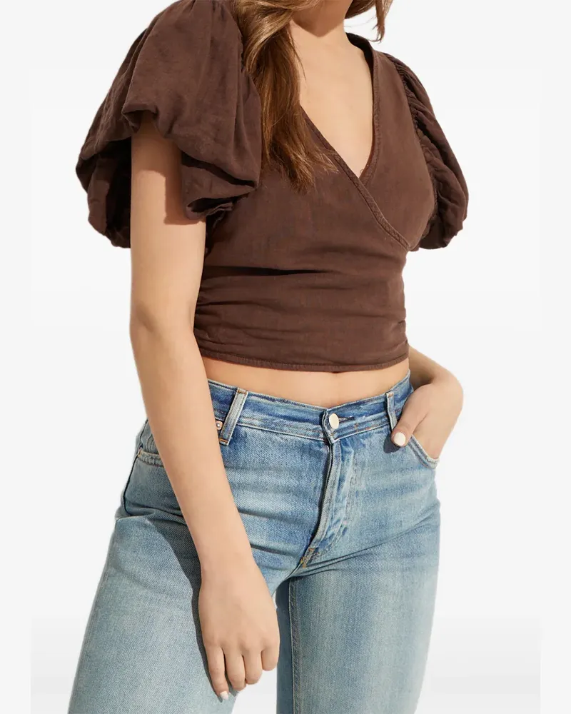 Free People puff-sleeve wrap top - Braun Braun