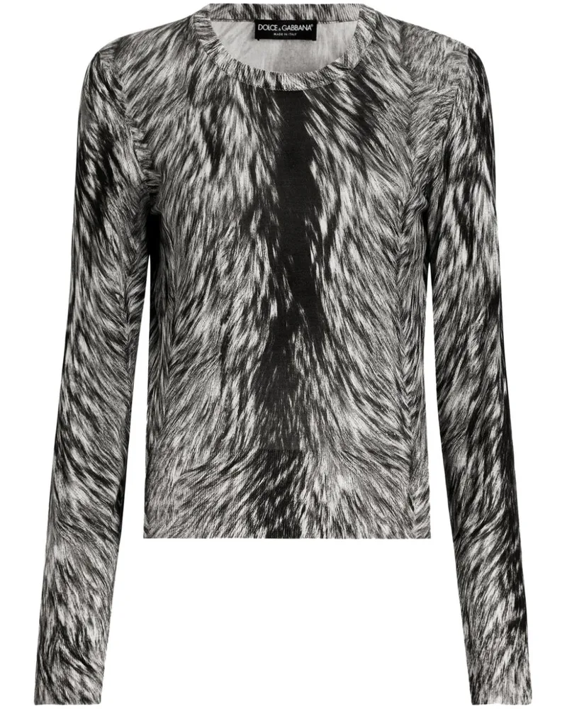 Dolce & Gabbana Bluse mit Pelz-Print - Schwarz Schwarz