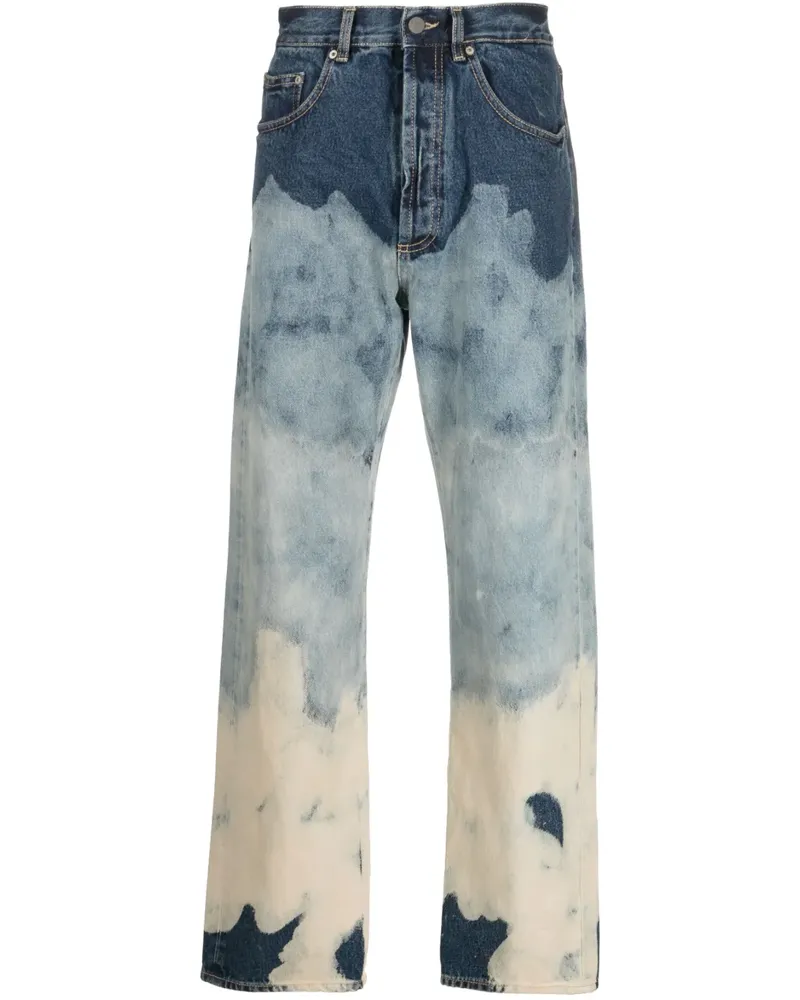 Palm Angels Straight-Leg-Jeans mit Batikmuster - Blau Blau