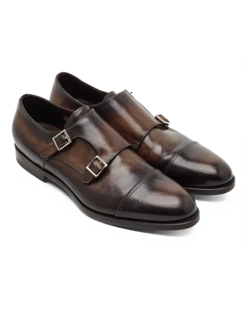 Santoni double-strap leather monk shoes - Braun Braun