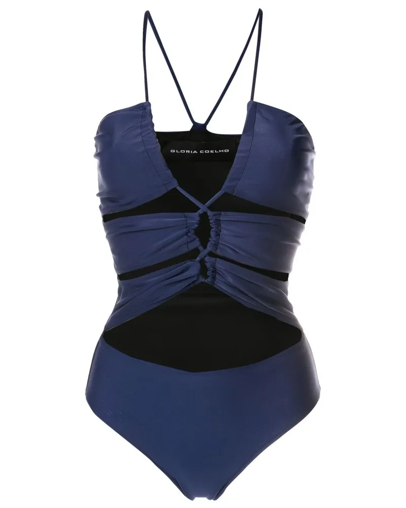 Gloria Coelho Maillot Badeanzug mit Neckholder - Blau Blau