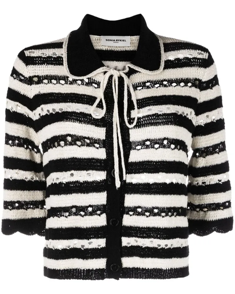 Sonia Rykiel Gestreifter Cardigan - Schwarz Schwarz