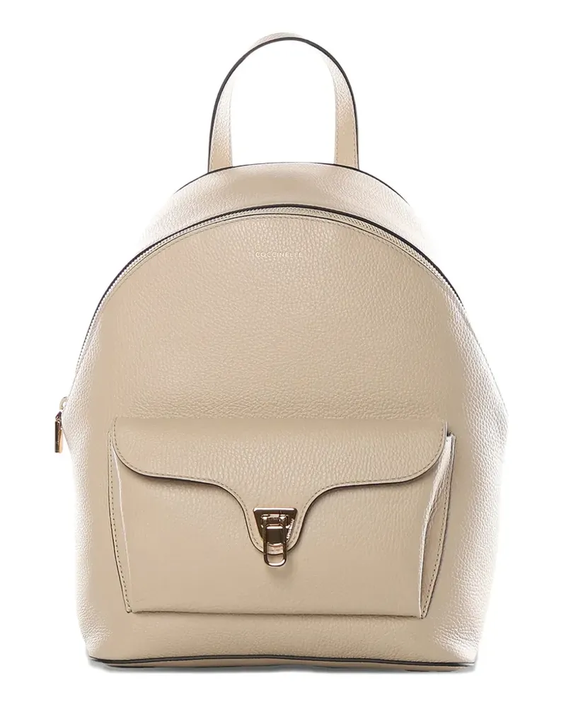 Coccinelle flap-pocket leather backpack - Nude Nude