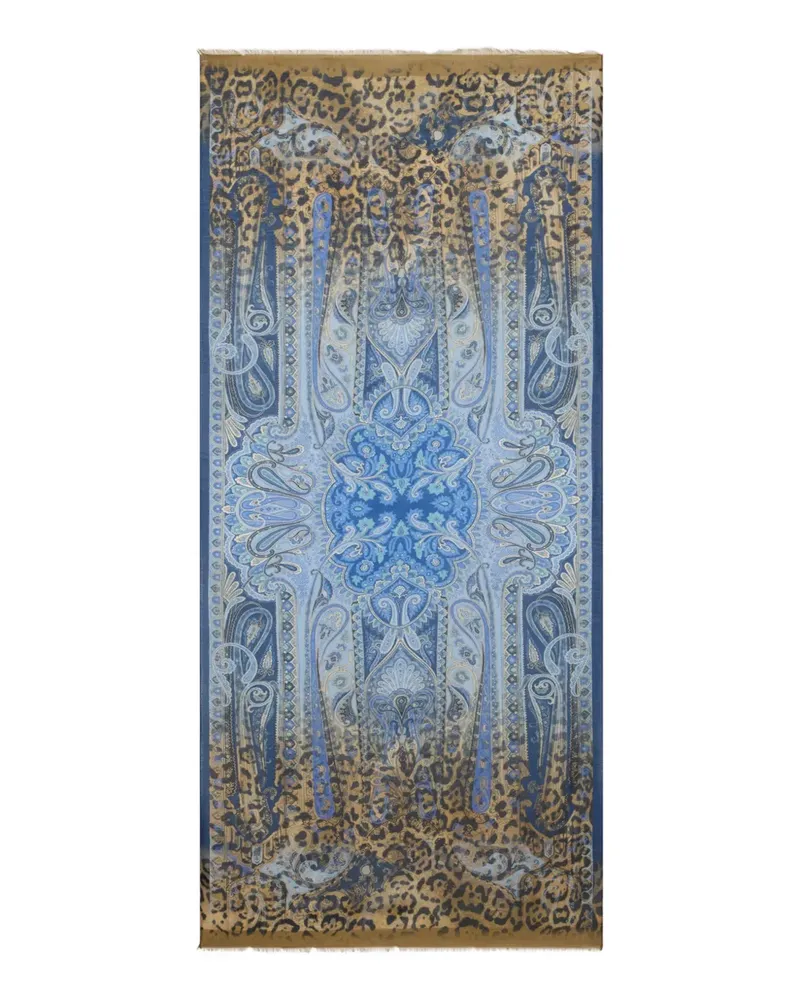 Etro Schal mit Tier-Print - Blau Blau