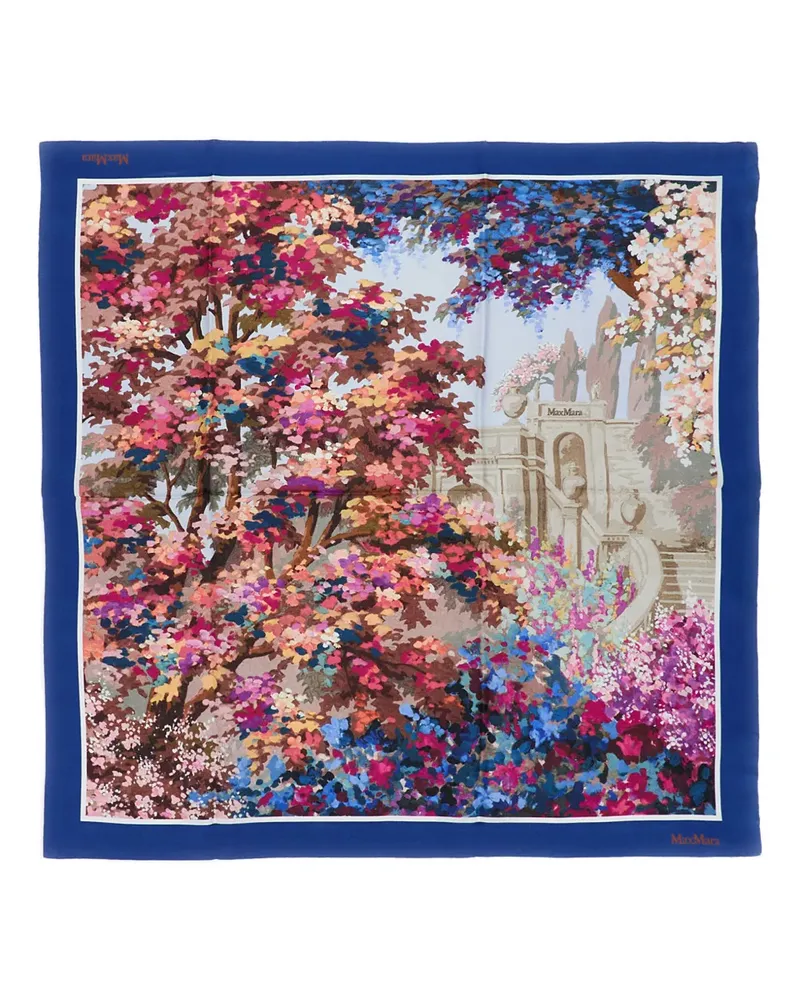 Max Mara Schal mit Print - Blau Blau
