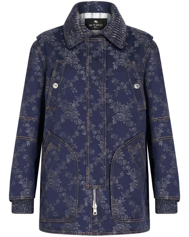 Etro Jacquard-Jeansjacke Blau