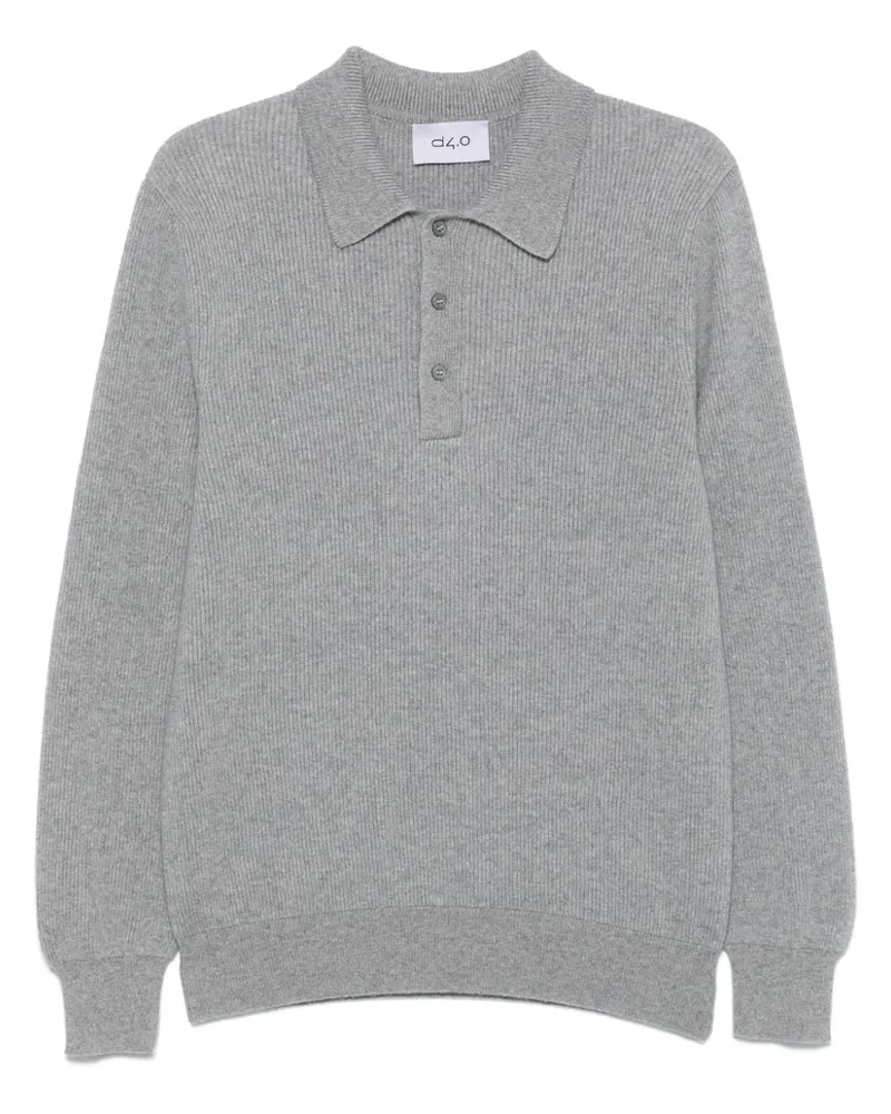 D4.0 Fein geripptes Poloshirt - Grau Grau