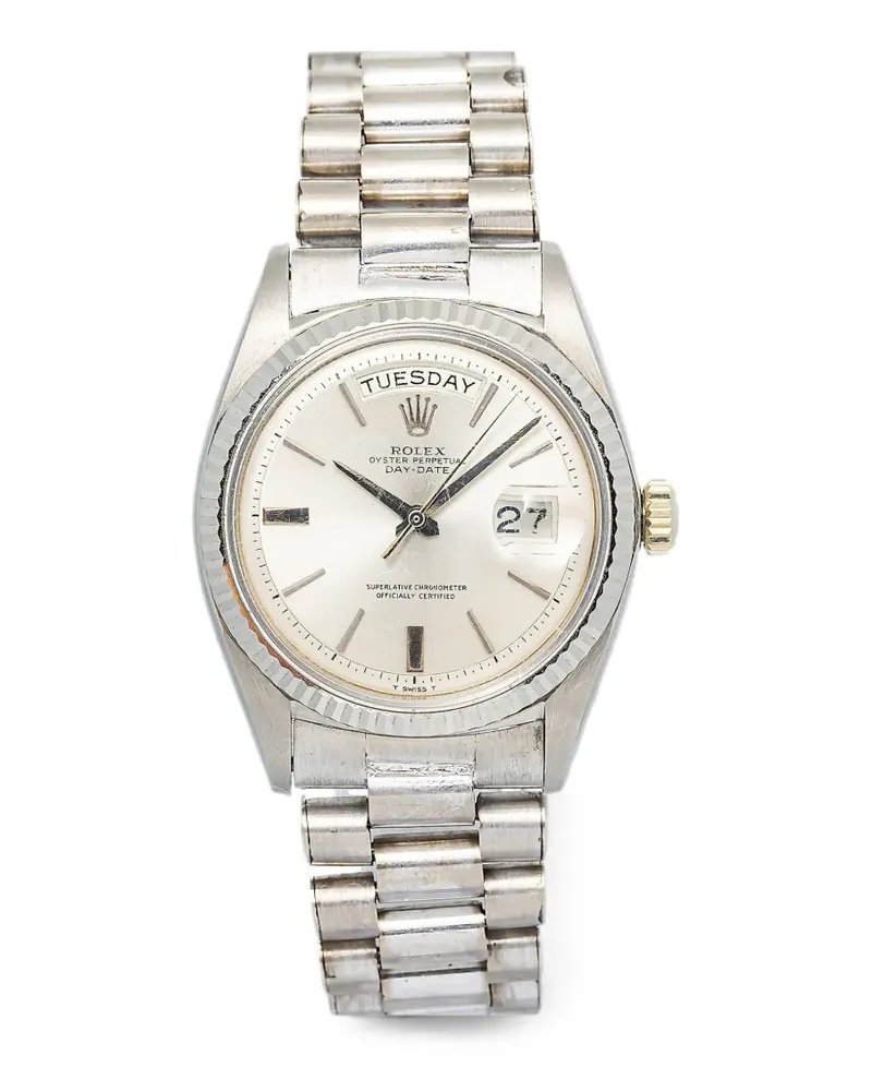 Rolex Day-Date Armbanduhr mit geriffelter Lünette 36mm - Silber Silber