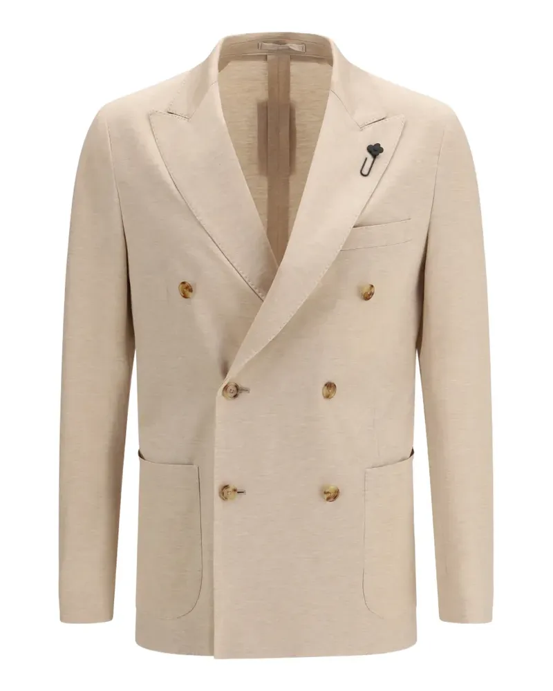 LARDINI double-breasted patch-pocket blazer - Nude Nude