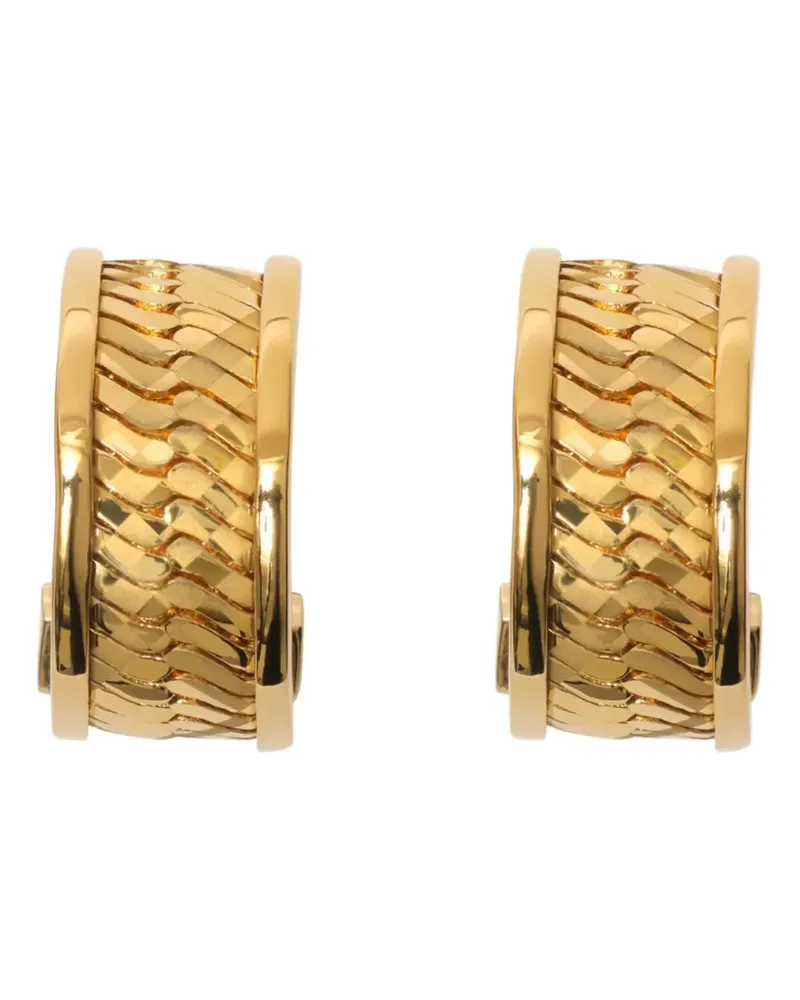 Burberry engraved Check hoop earrings - Gold Gold