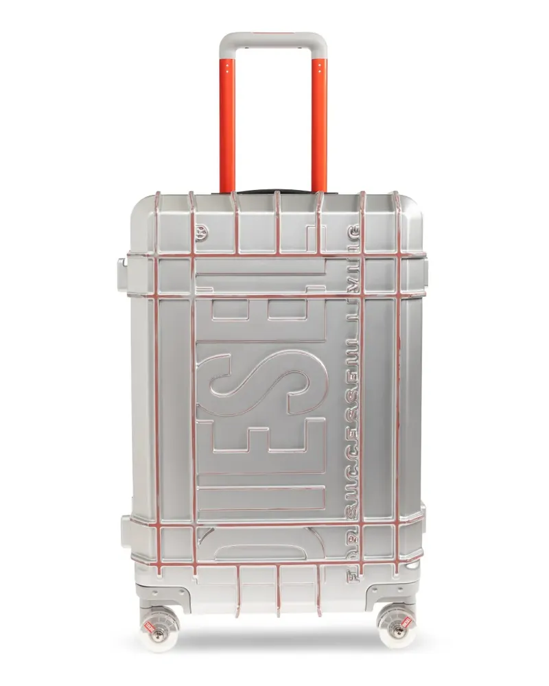 Diesel Rollkoffer mit Logo-Prägung - Silber Silber