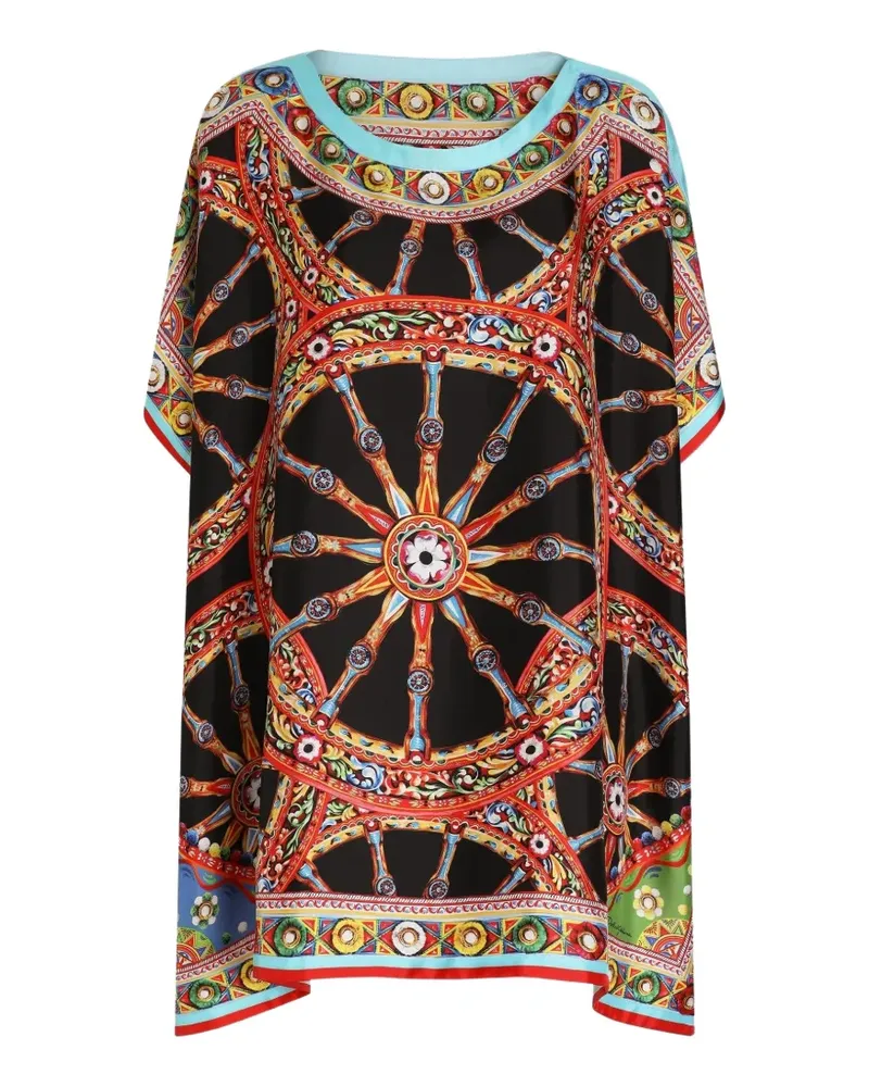 Dolce & Gabbana Kaftan-Kleid mit Carretto-Print - Schwarz Schwarz