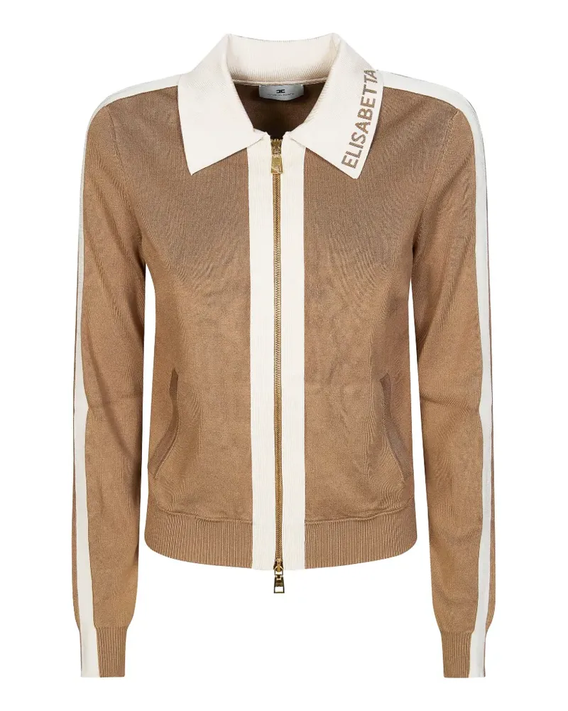 Elisabetta Franchi zip collared cardigan - Braun Braun