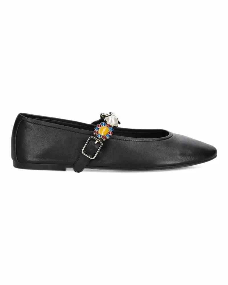 Jeffrey Campbell Amarissa embellished buckled ballet flats - Schwarz Schwarz