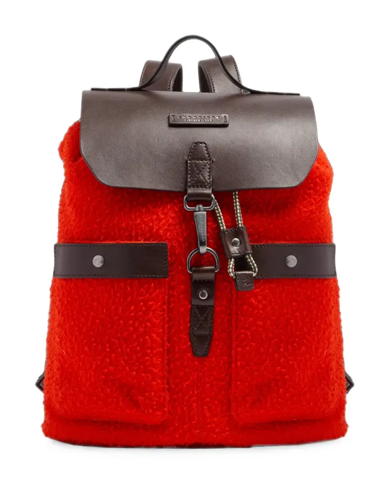 The Bridge leather-trim fleece backpack - Orange Orange