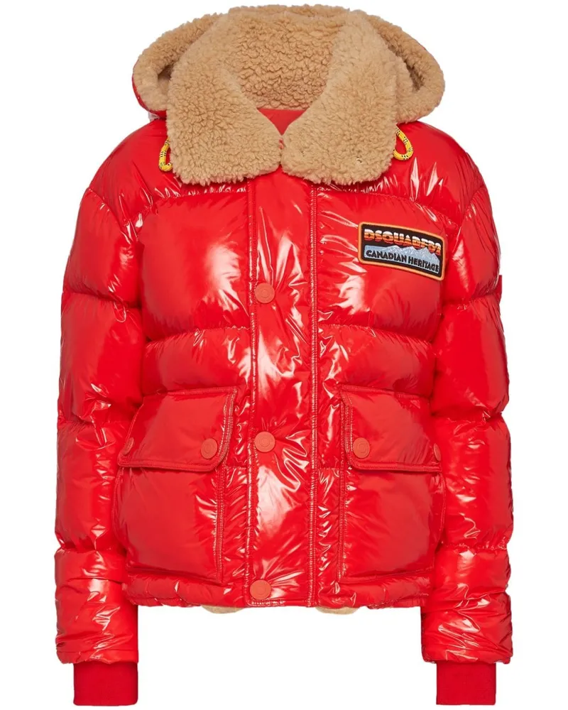 Dsquared2 Gefütterte Jacke mit Logo-Applikation - Rot Rot