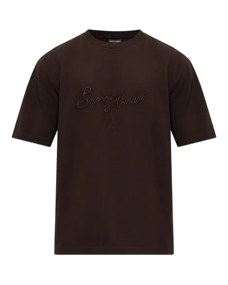 Emporio Armani embroidered-logo short-sleeve T-shirt - Braun Braun