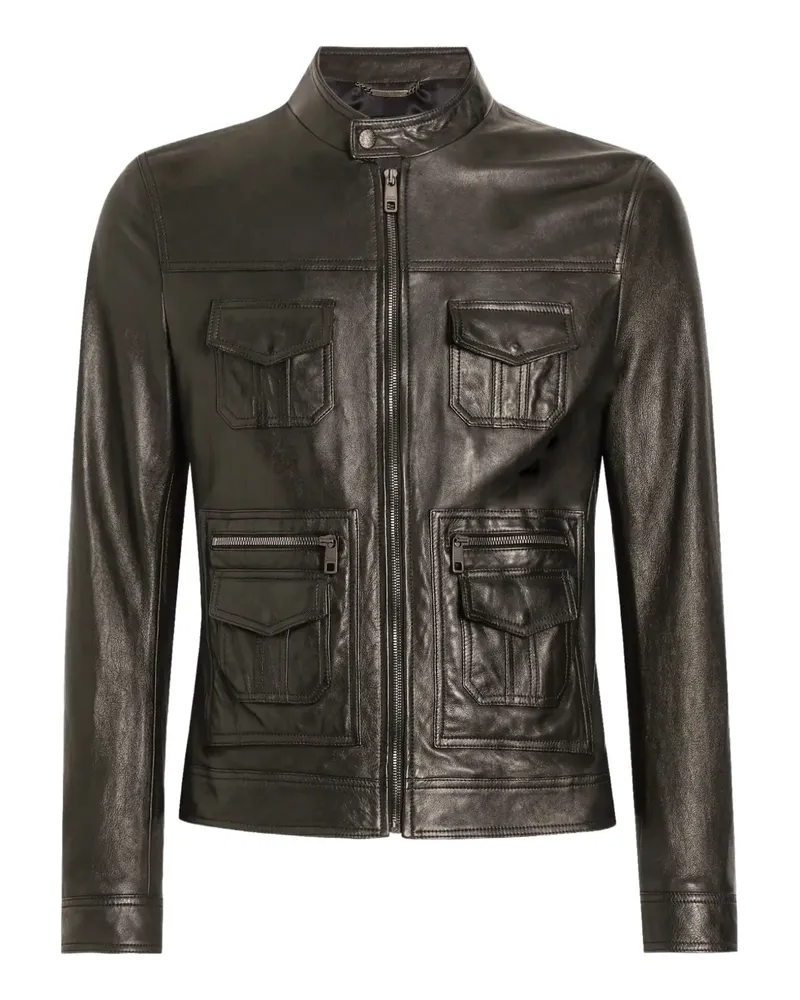 Dolce & Gabbana Lederjacke mit Reißverschluss - Schwarz Schwarz