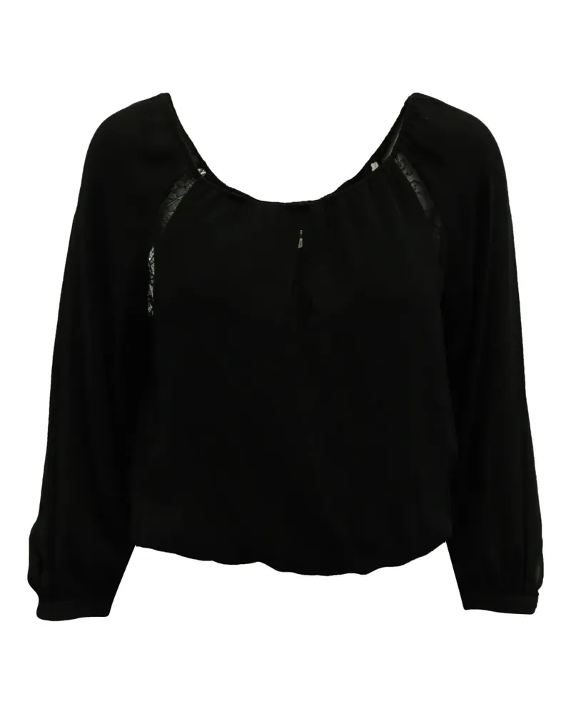 Alice + Olivia lace-detail silk blouse - Schwarz Schwarz