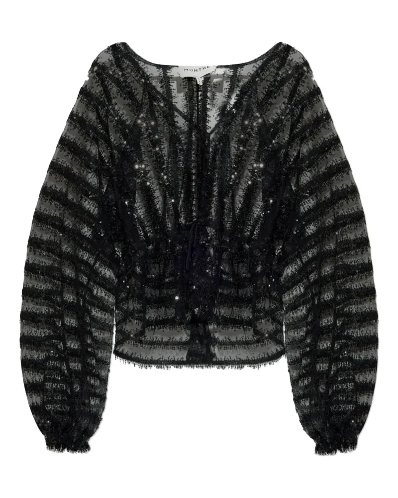 MUNTHE Remona Bluse mit Pailletten - Schwarz Schwarz