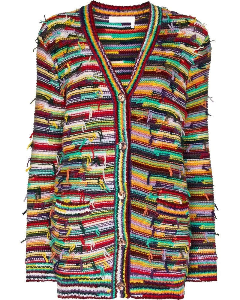 Chloé Gestreifter Distressed-Cardigan - Rot Rot